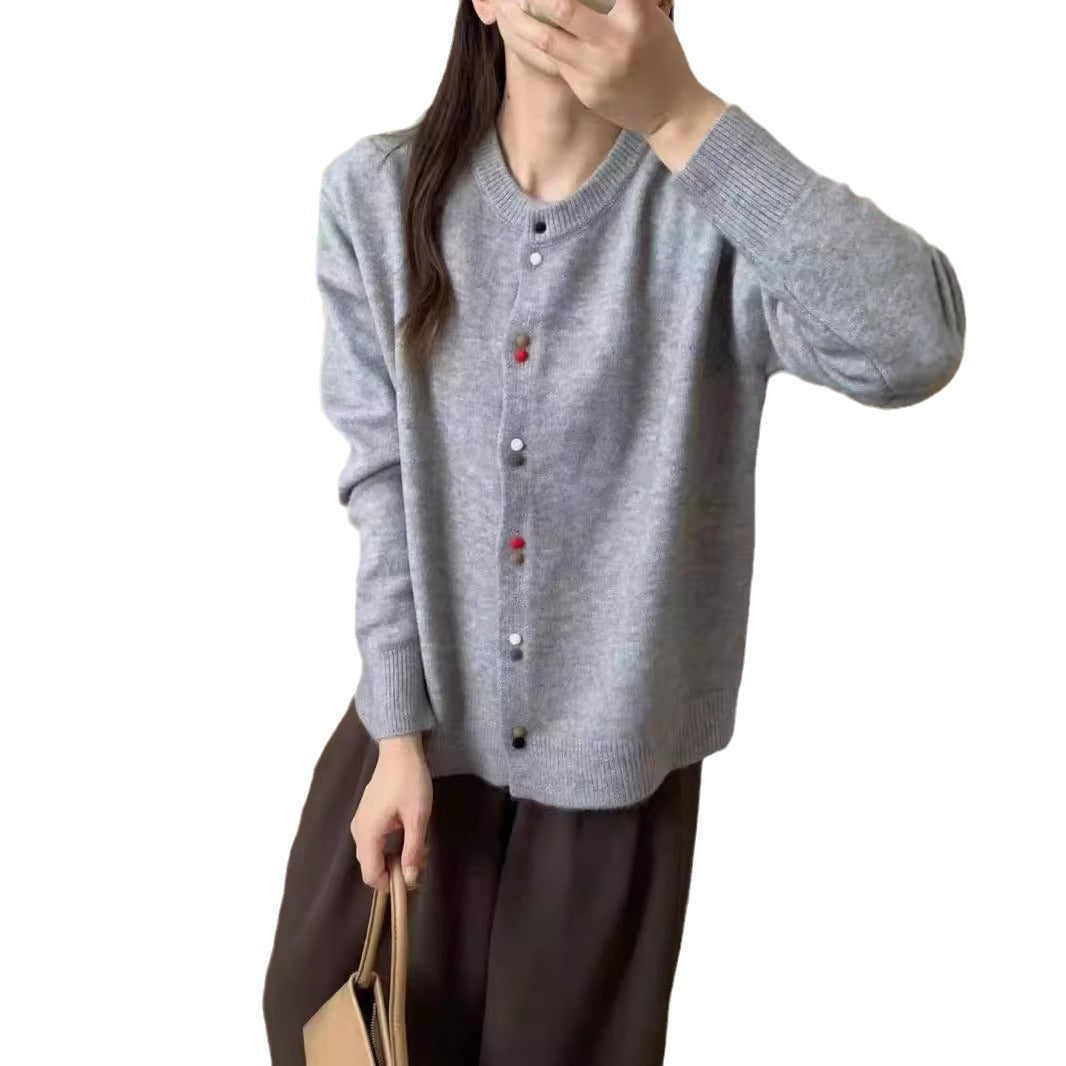Women's Korean Solid Color Casual Round Neck Sweater