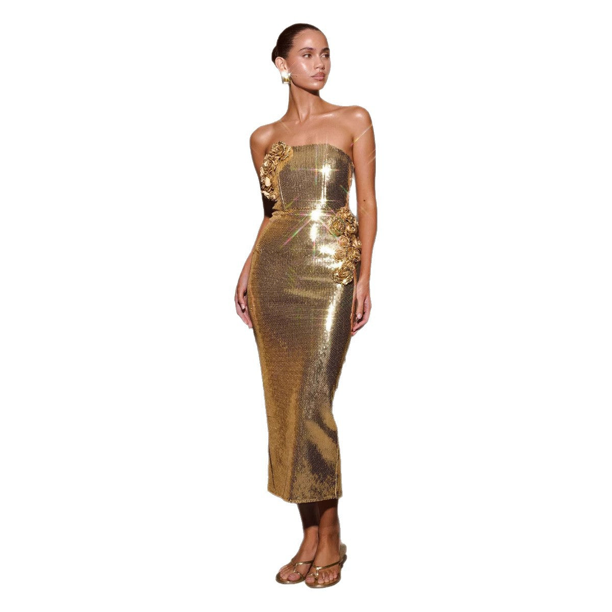 Women's Fashion Graceful Tube Sleeveless Sequined Dress Slightly Fat Tops