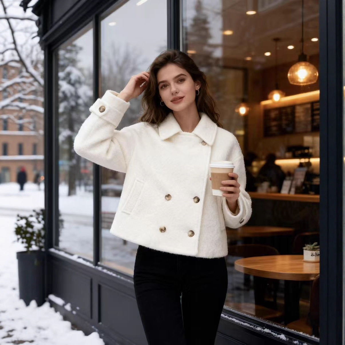 Women's Fashionable Temperamental Lapel Loop Fleece Coats