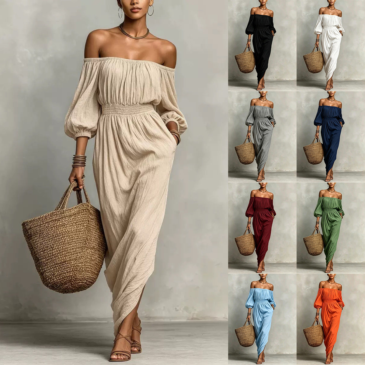 Women's Smocking Solid Color Holiday Casual For Dress