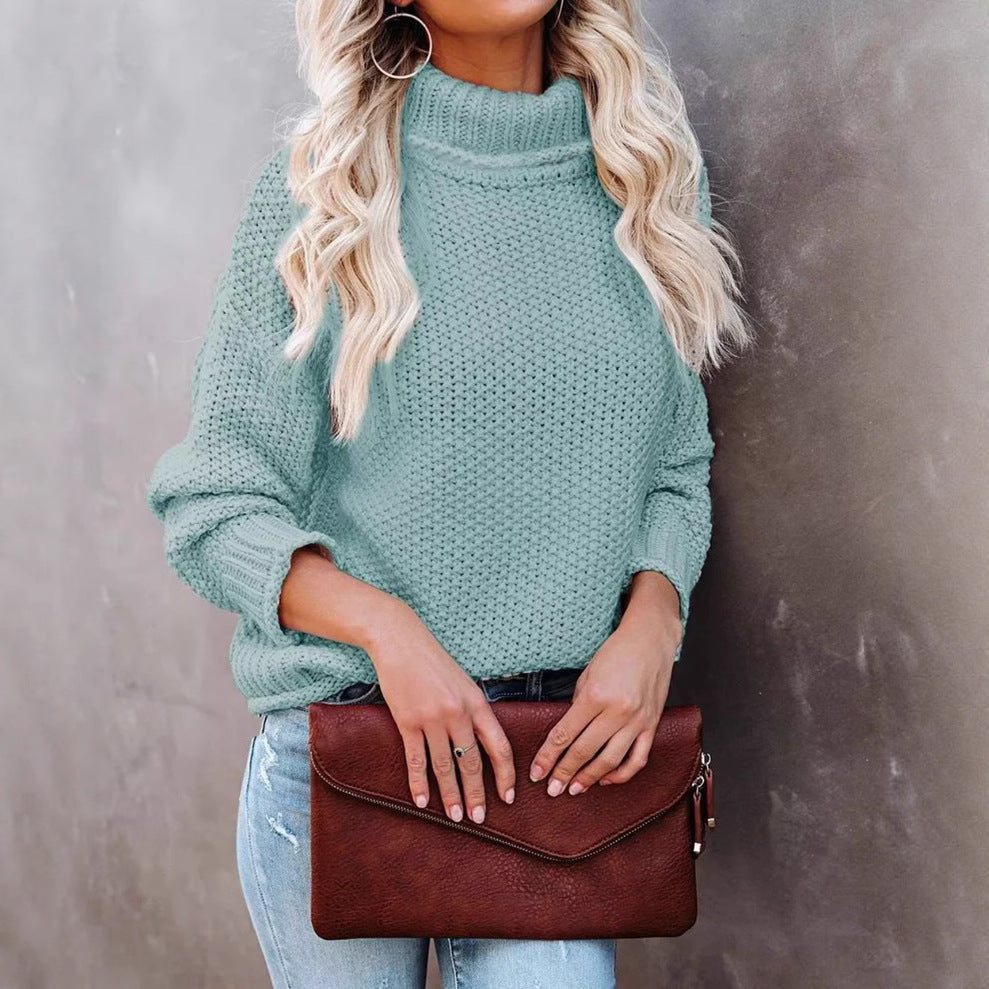Women's Turtleneck Knitting Long Sleeve Hemming Women's Sweater