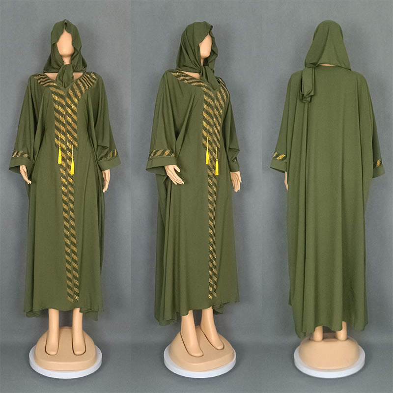 Women's Muslim Robe Saudi Long-sleeved Rhinestone Dress Dresses