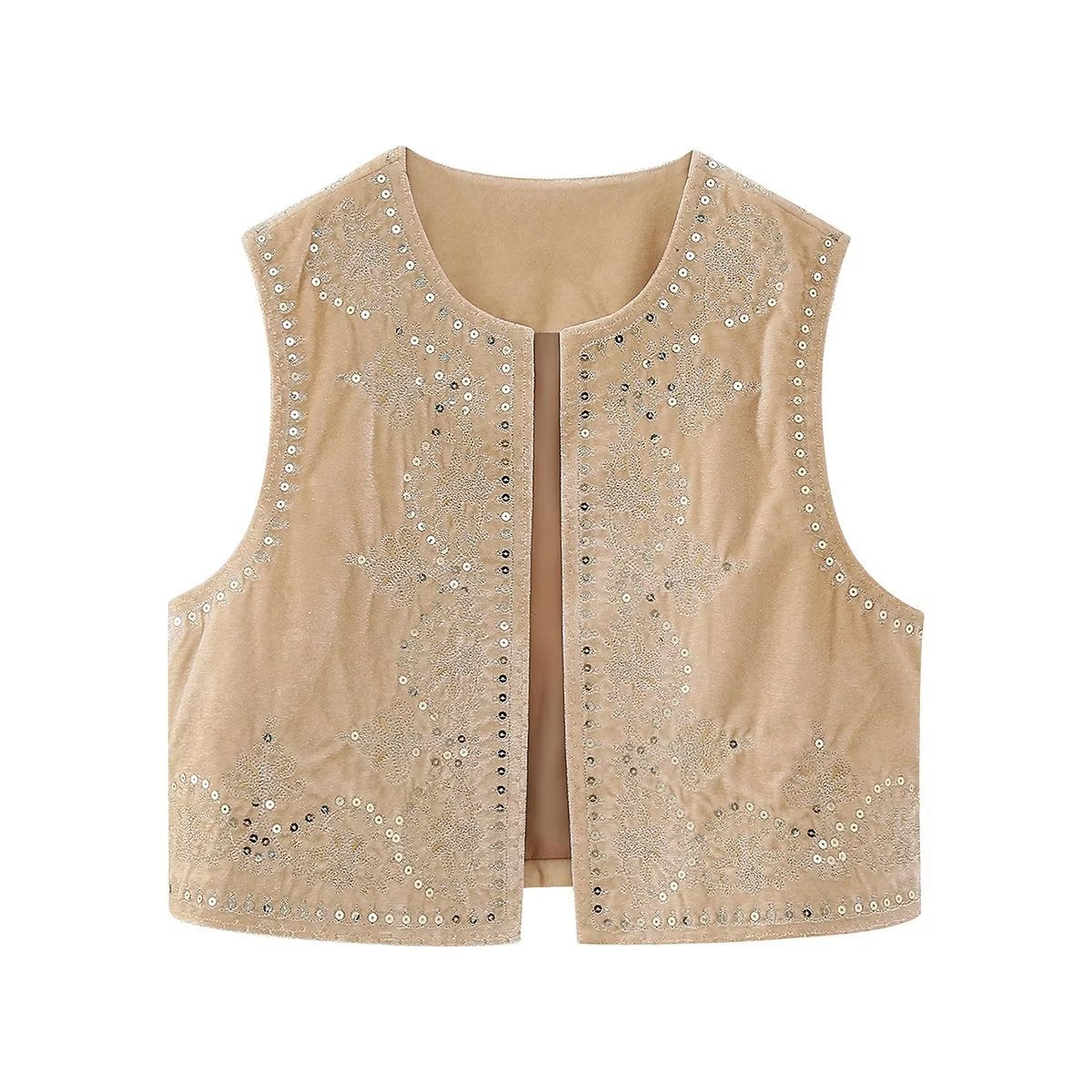 New Unique Cool Sequin Embroidery Veet Vests