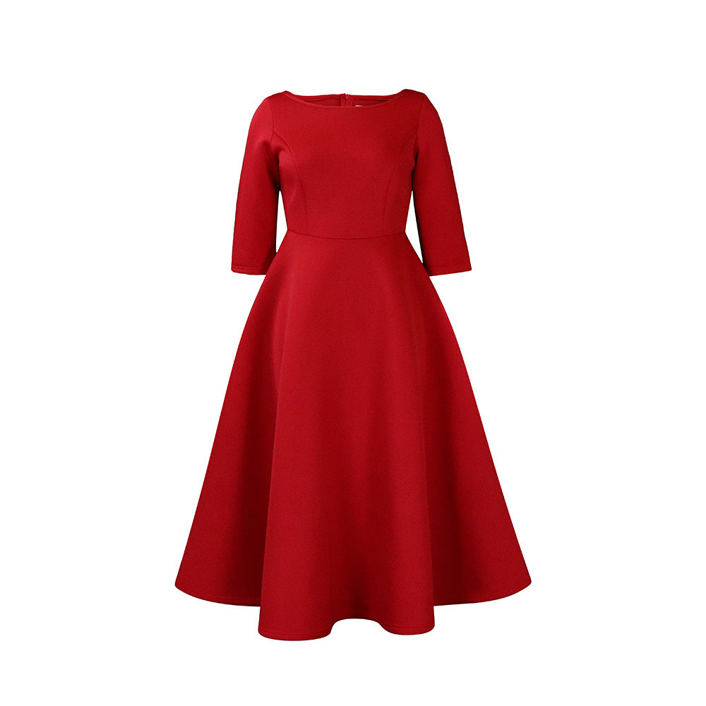 Women's Summer Solid Color Large Swing Elegant Dresses