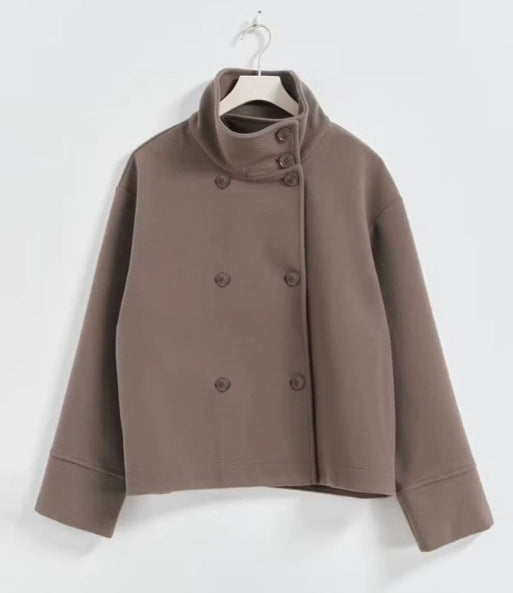 Women's Stand Collar Breasted Loose Casual Solid Coats