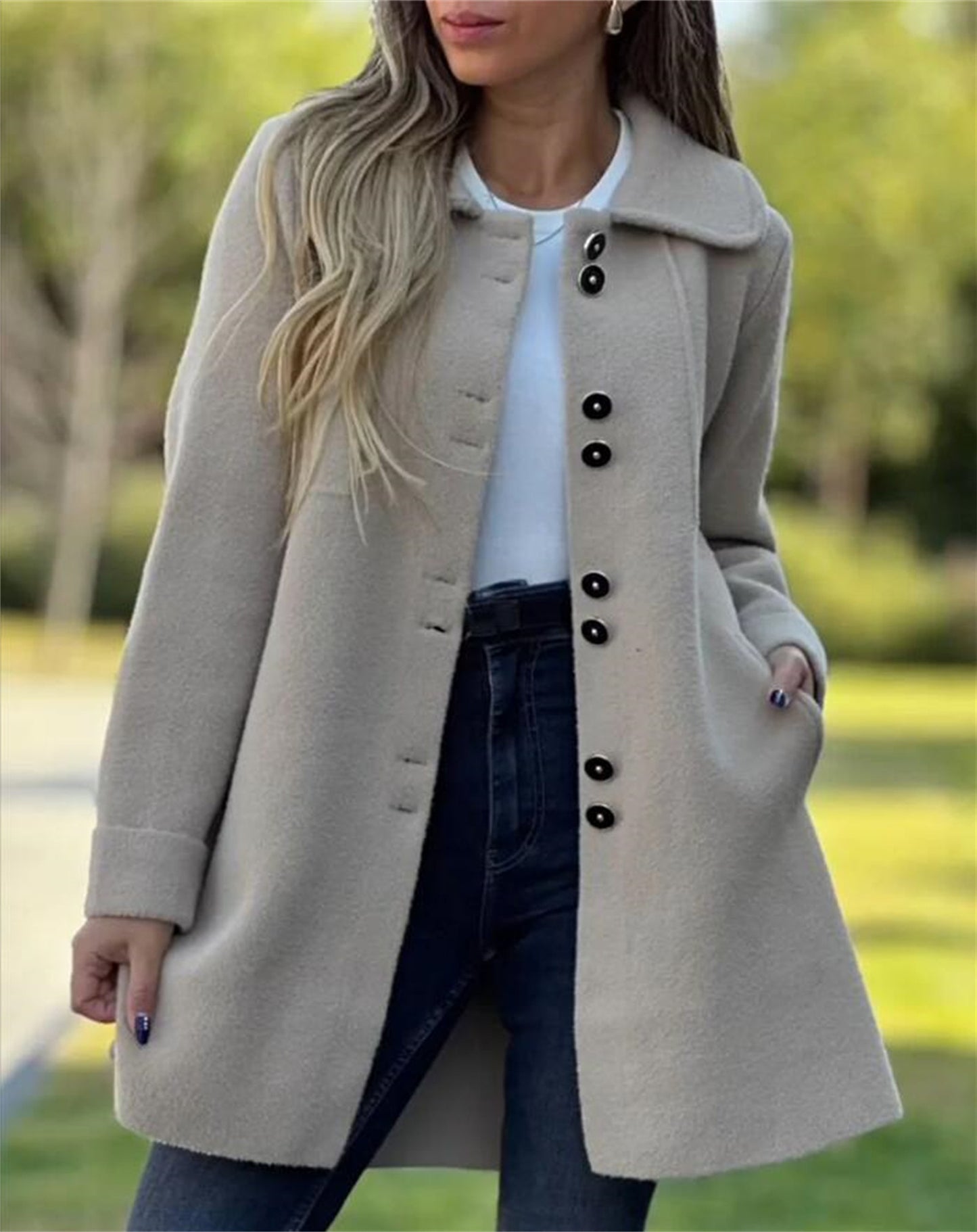 Beautiful Slouchy Woolen Polar Fleece Single-breasted Coats