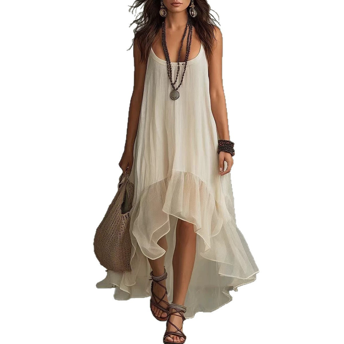 Women's Lazy Relaxed Bohemian Vacation Solid Color Dress