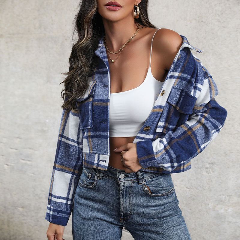 Women's Pretty Classic Plaid Shirt Retro Jackets