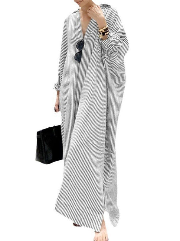 Women's Loose Striped Printed Fashion Wear Long Dress
