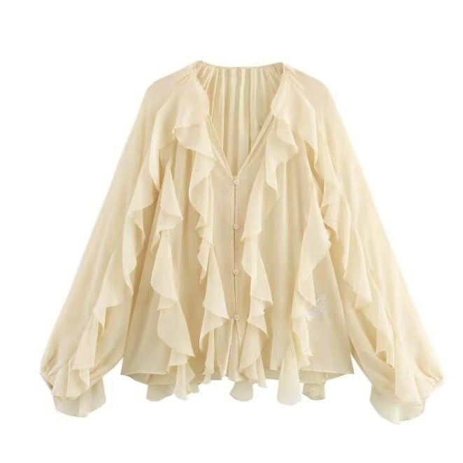 Charming Spring Series Laminated Decoration Shirt Blouses