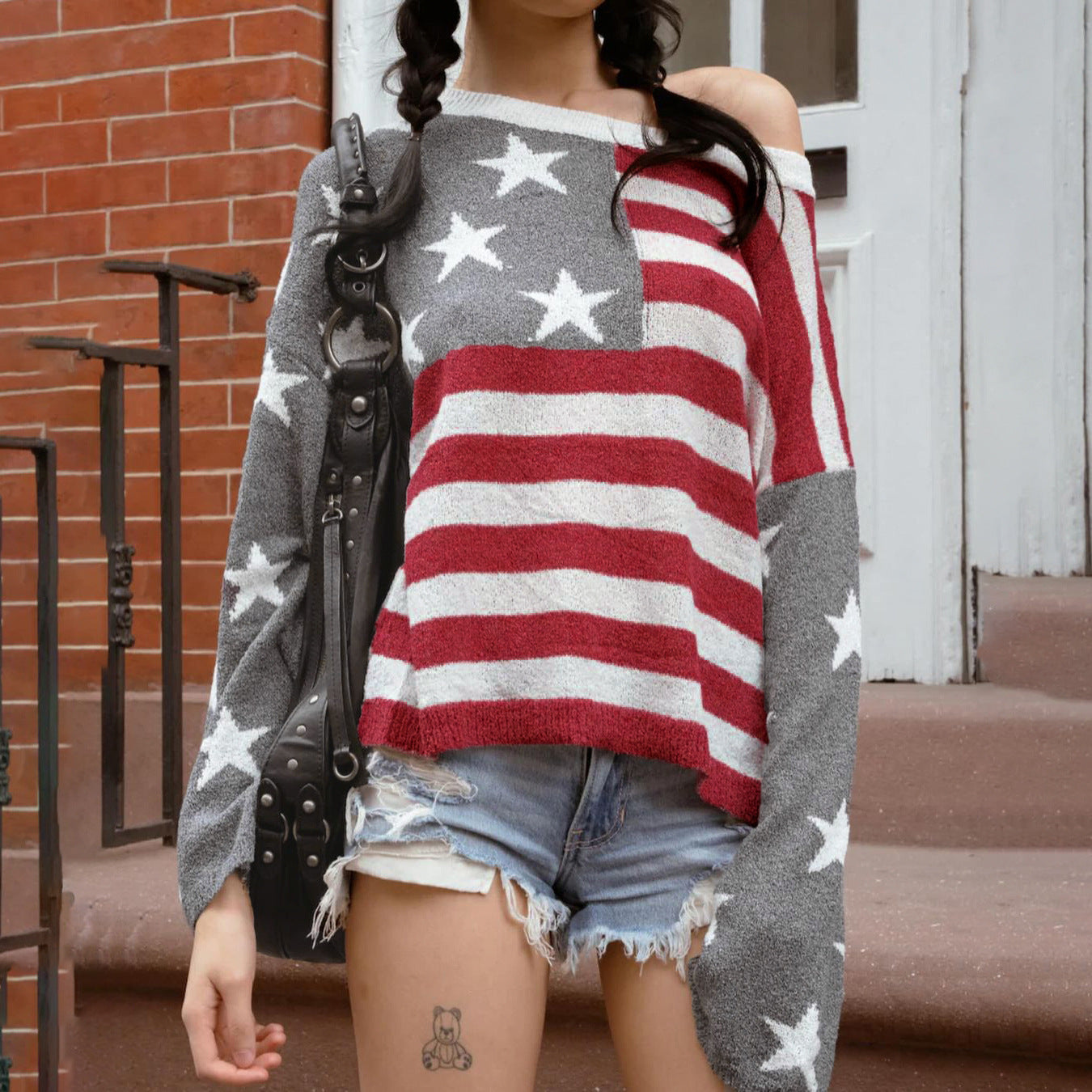 Women's Raglan Sleeve Printed T-shirt Crop Bottoming Round Blouses