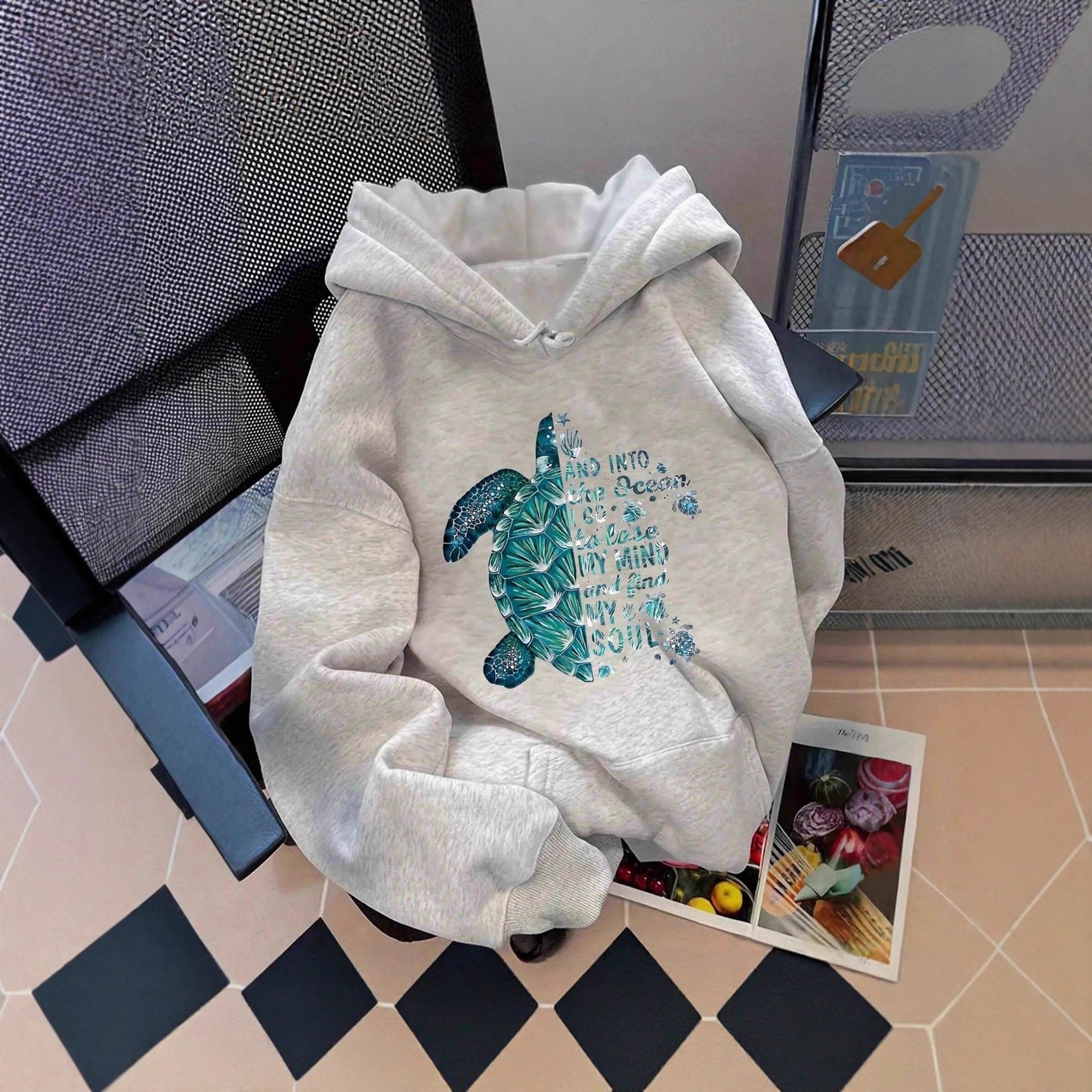 Women's Casual Home Heat Transfer Patch Printed Letters Loose-fitting Hoodie Women's Sweater, Sweater