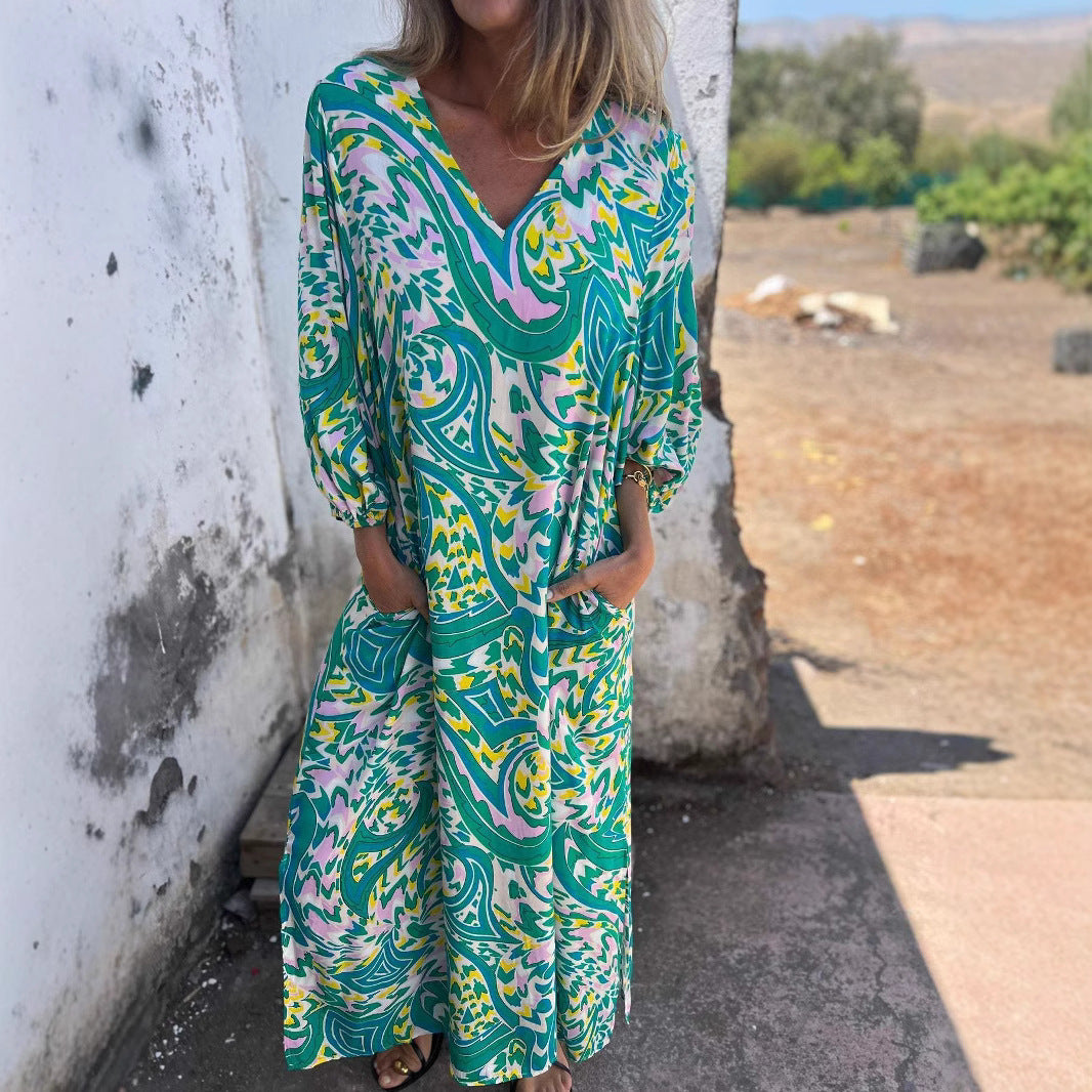 Unique Classy Women's Printed Casual Long Dress