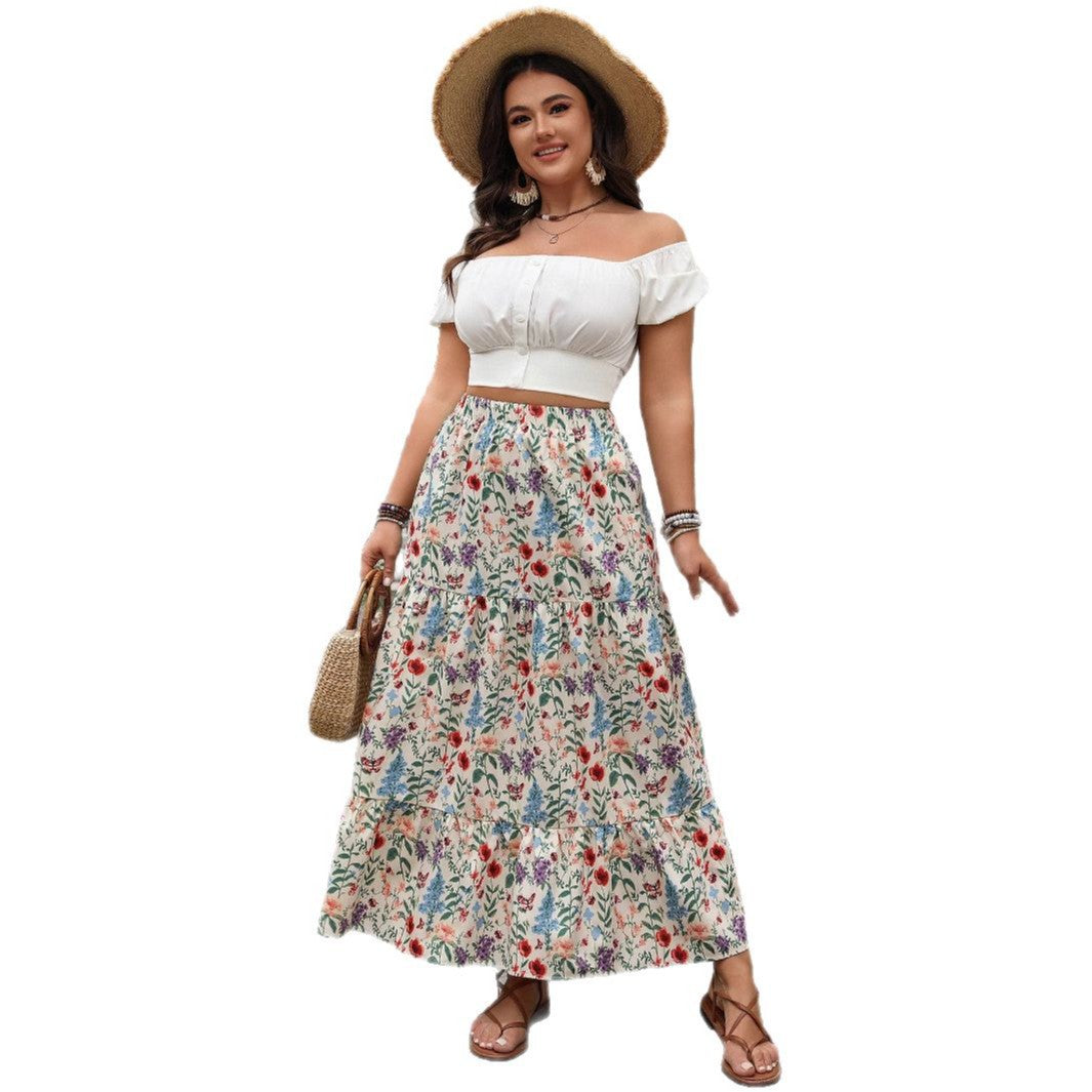 Casual Vacation Dress Large Swing Floral Skirts