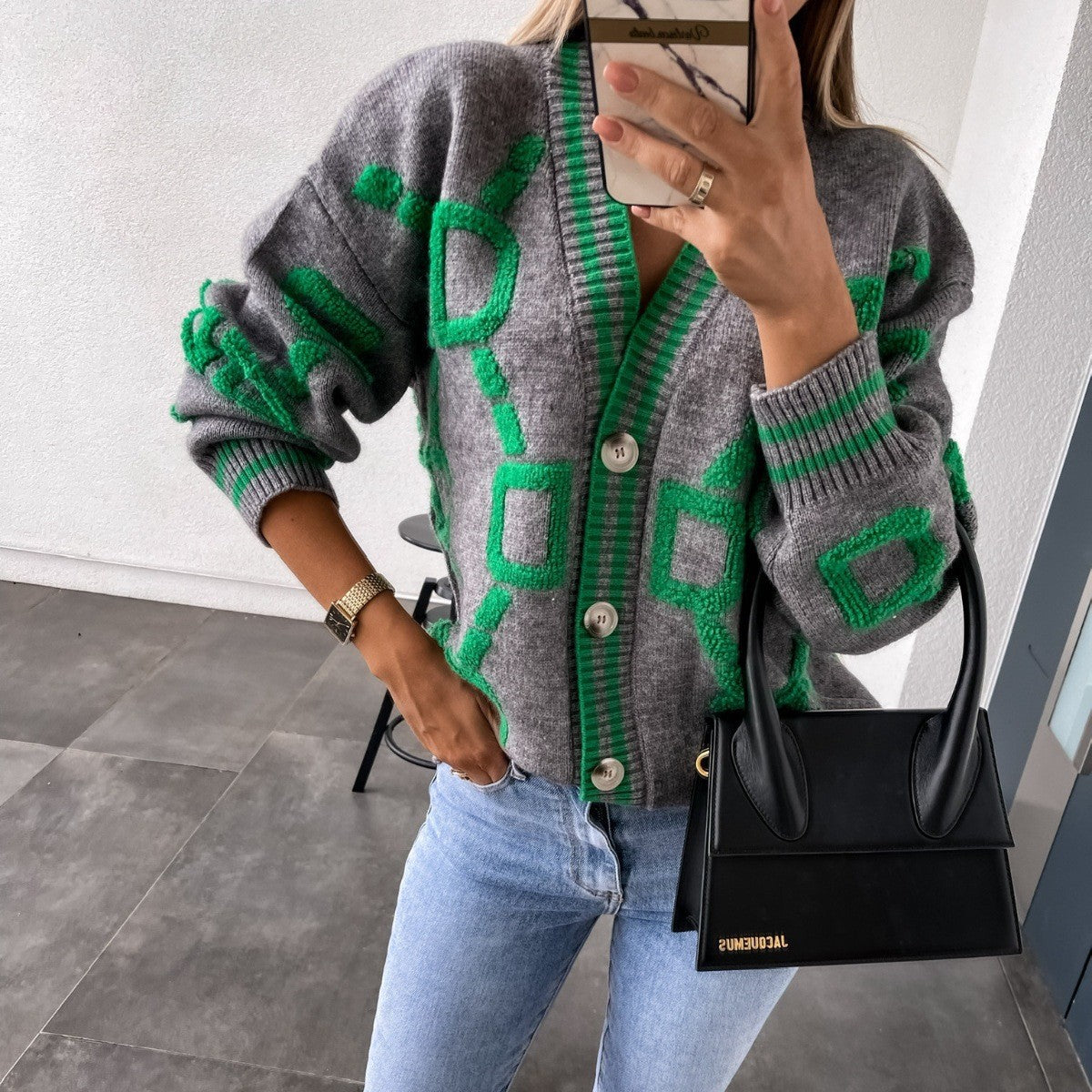 Classic Women's Single Breasted Knitted Loose Women's Sweater