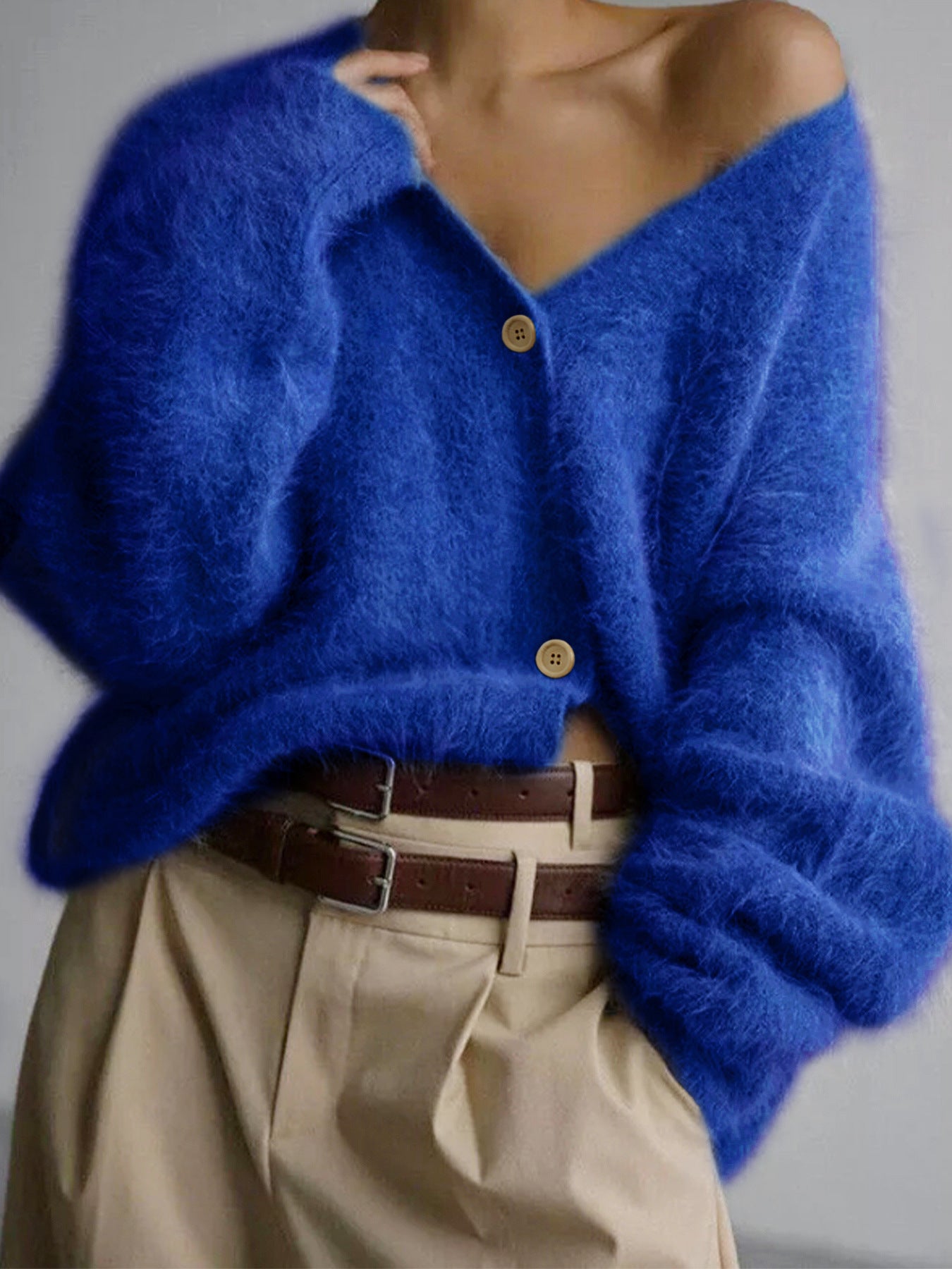 Slouchy Source Knitted Buttons Long Sleeve Knitwear