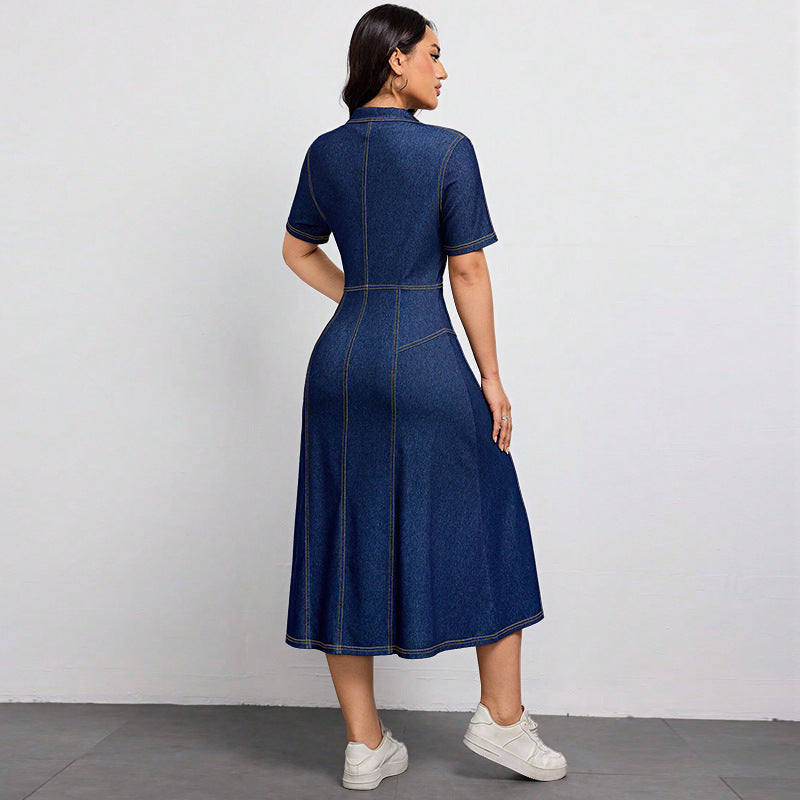 Women's Denim Thin High Class Elegant Dress Dresses