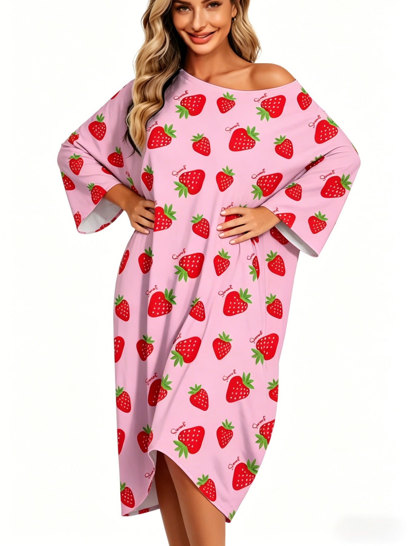 Classic Women's Printed Casual Nightgown Shawl Dress