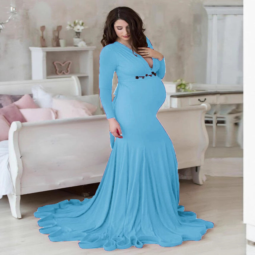 Women's Mercerized Cotton Mop Long Sleeve Dress Dresses