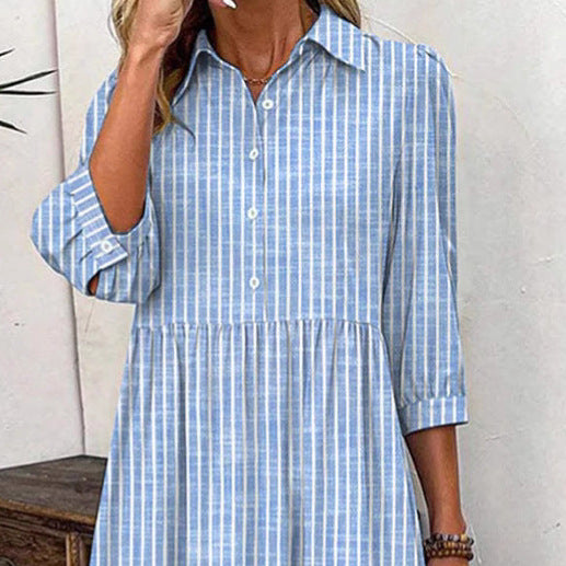 High Waist Geometric Casual Wide Swing Dresses