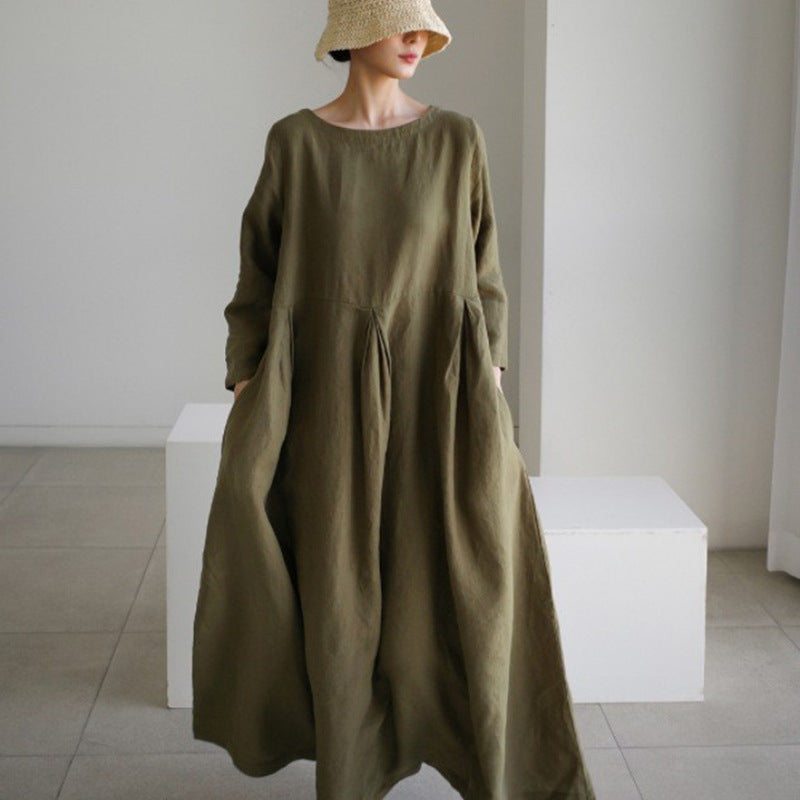 Women's Dress Fat Korean Style Cotton Linen Dresses