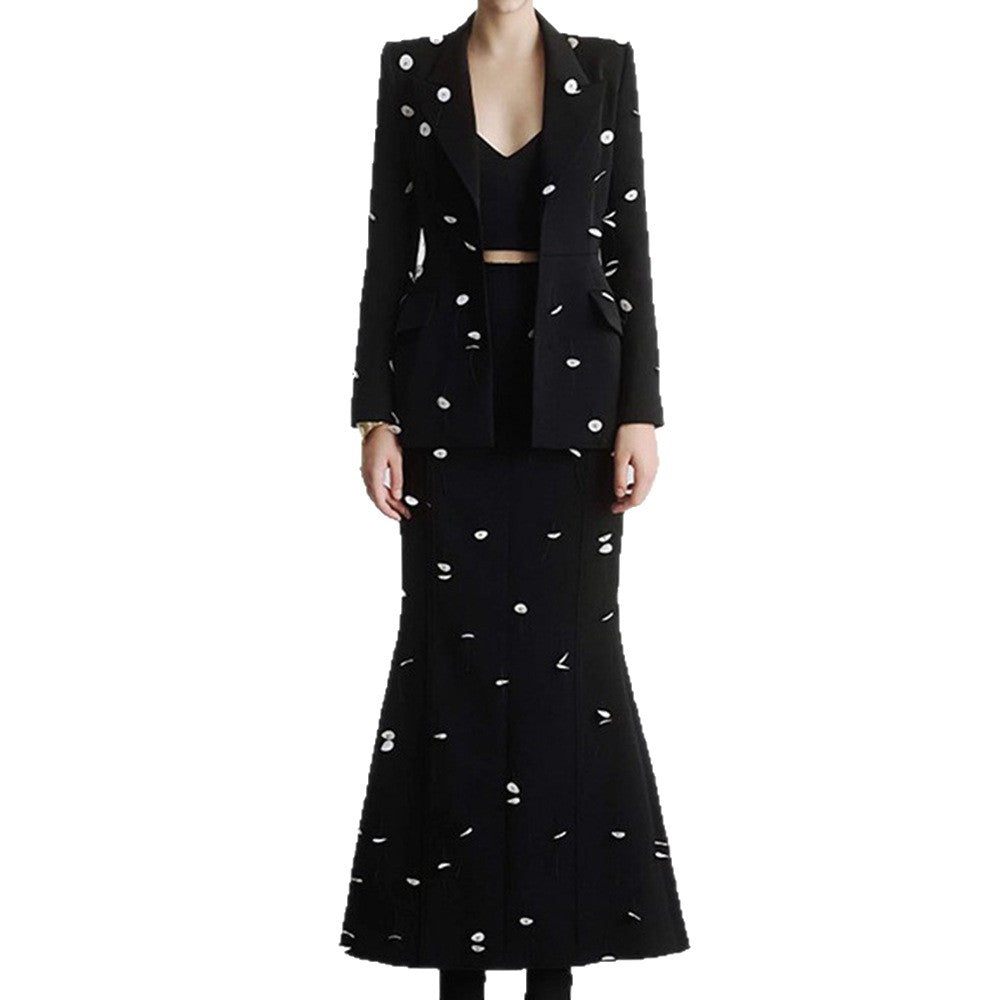 Two-piece Fashionable Sequins Color Matching Fishtail Fashion Casual Suit