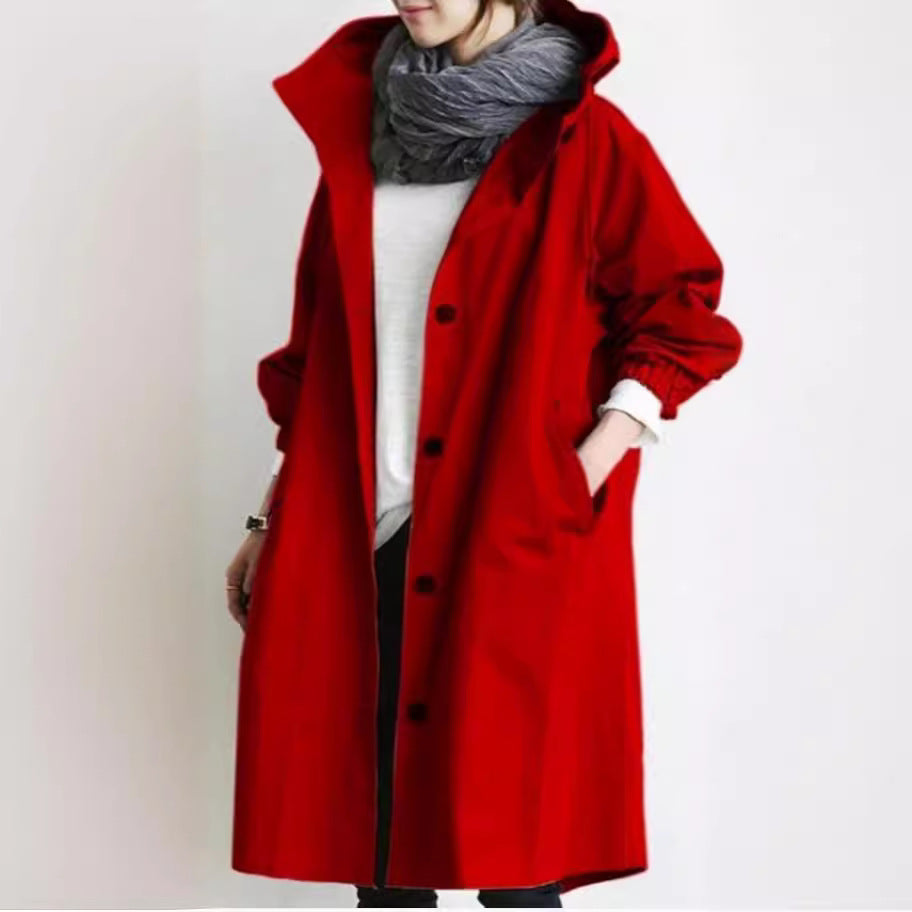 Women's Windbreaker Mid-length Small Temperament Color Long Coats