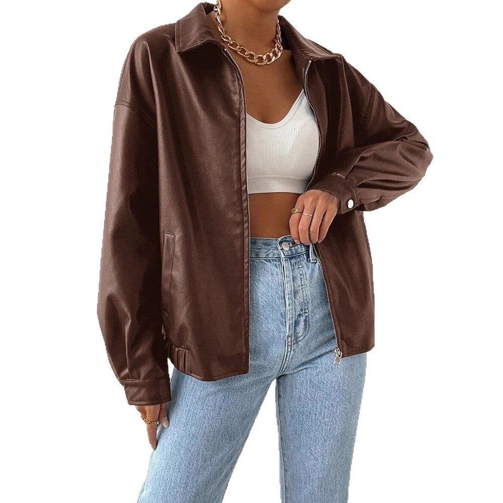 Hot Leather Retro Long Sleeve Zipper Jackets