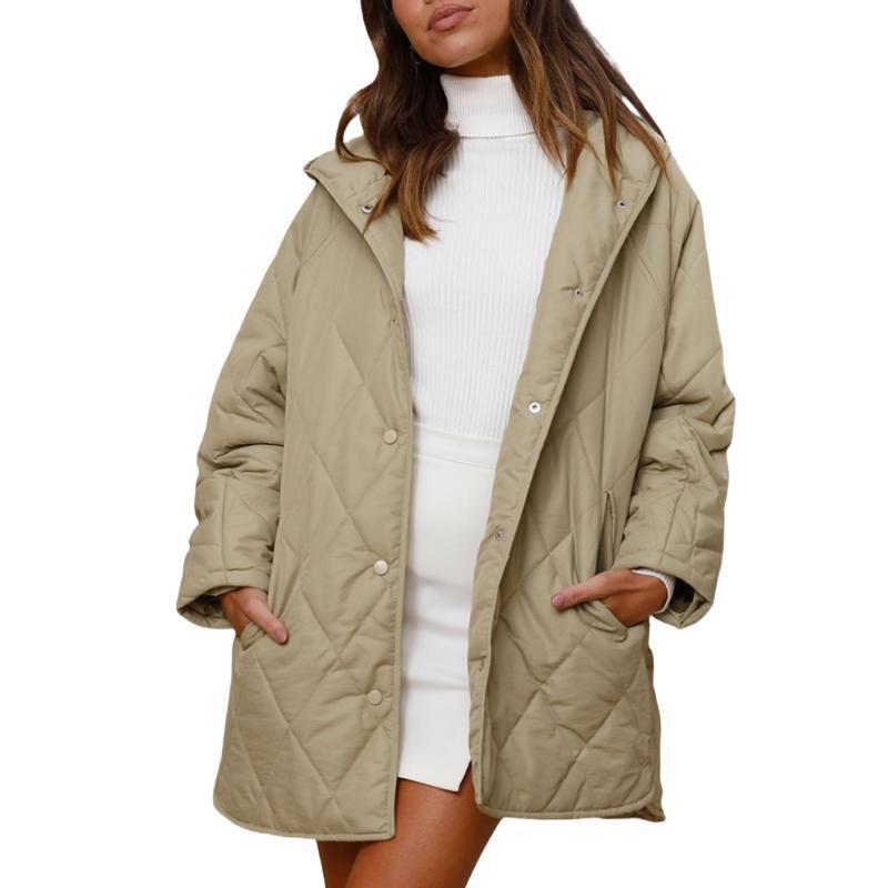 Women's Winter Casual Diamond Quilted Hooded Lightweight Jackets