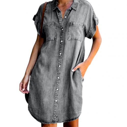 Cool Sleeve Slim Denim Dress Midi Dresses