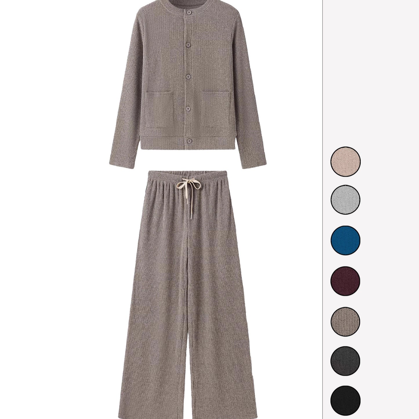 Women's Striped Round Neck Long Sleeve T-shirt Suits