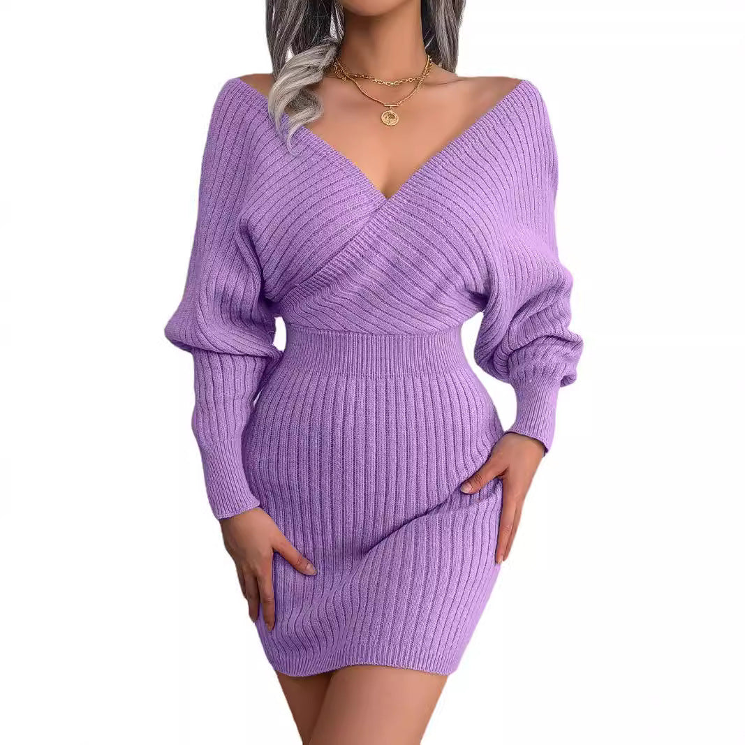 Women's Sexy Cross Bat Sheath Woolen Skirts