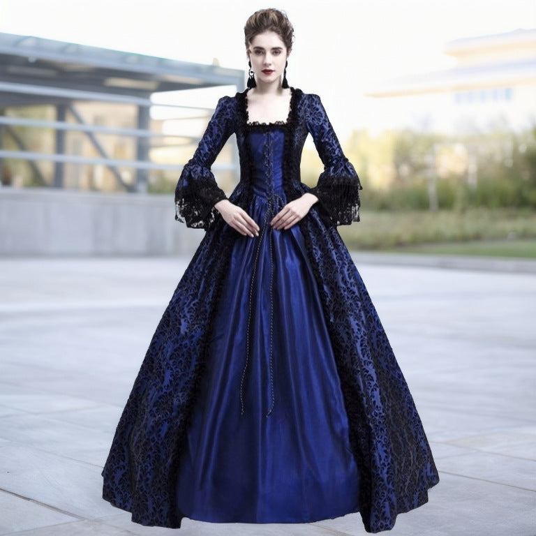 New Printed Court Dress Medieval Victorian Dresses