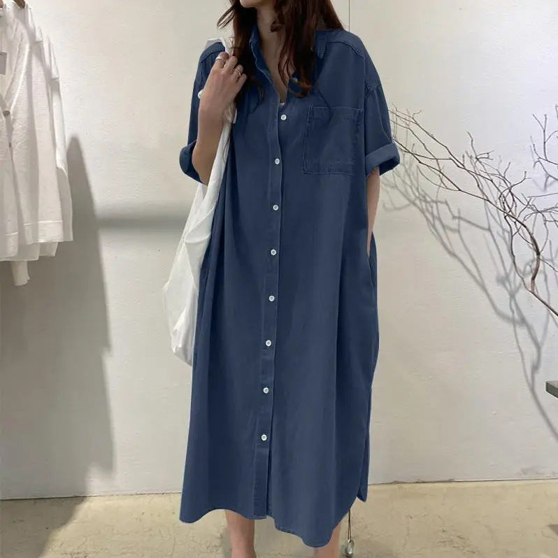 Classy Unique Denim Long Collar Casual Blouses