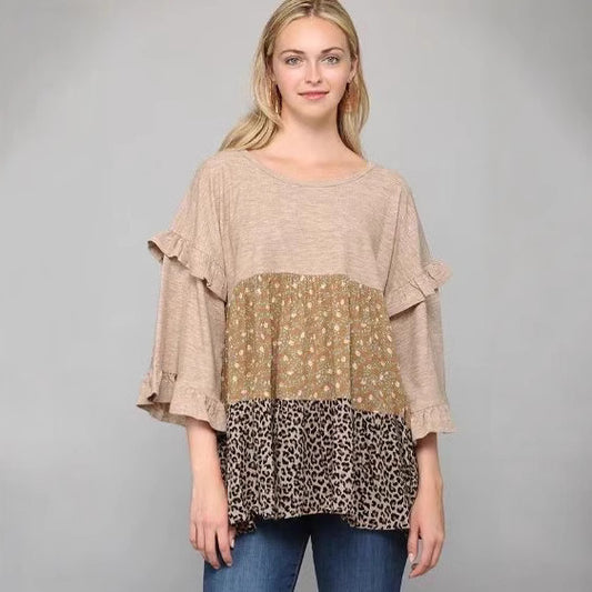 Women's Color Round Neck Design Sense Loose Blouses
