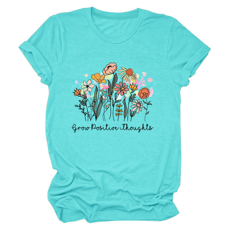 Women's Temperament Leisure Round Collar T-shirt Blouses