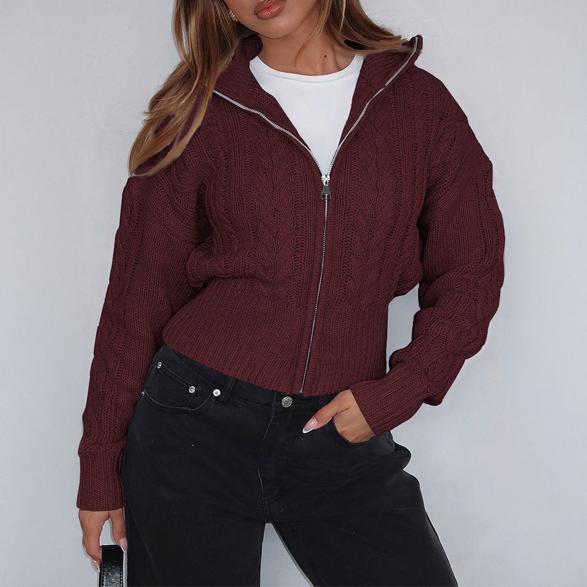 Women's High-grade Simple Fashion Long Sleeve Solid Knitwear