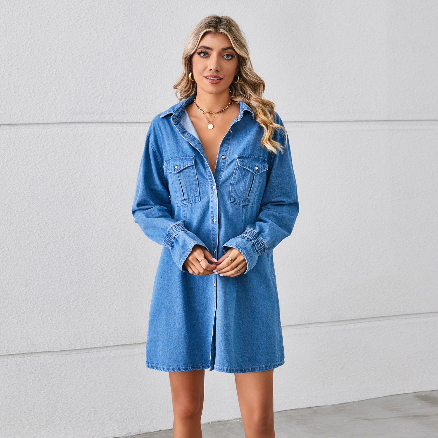 Charming Cool Loose Wash Denim Midi Dress