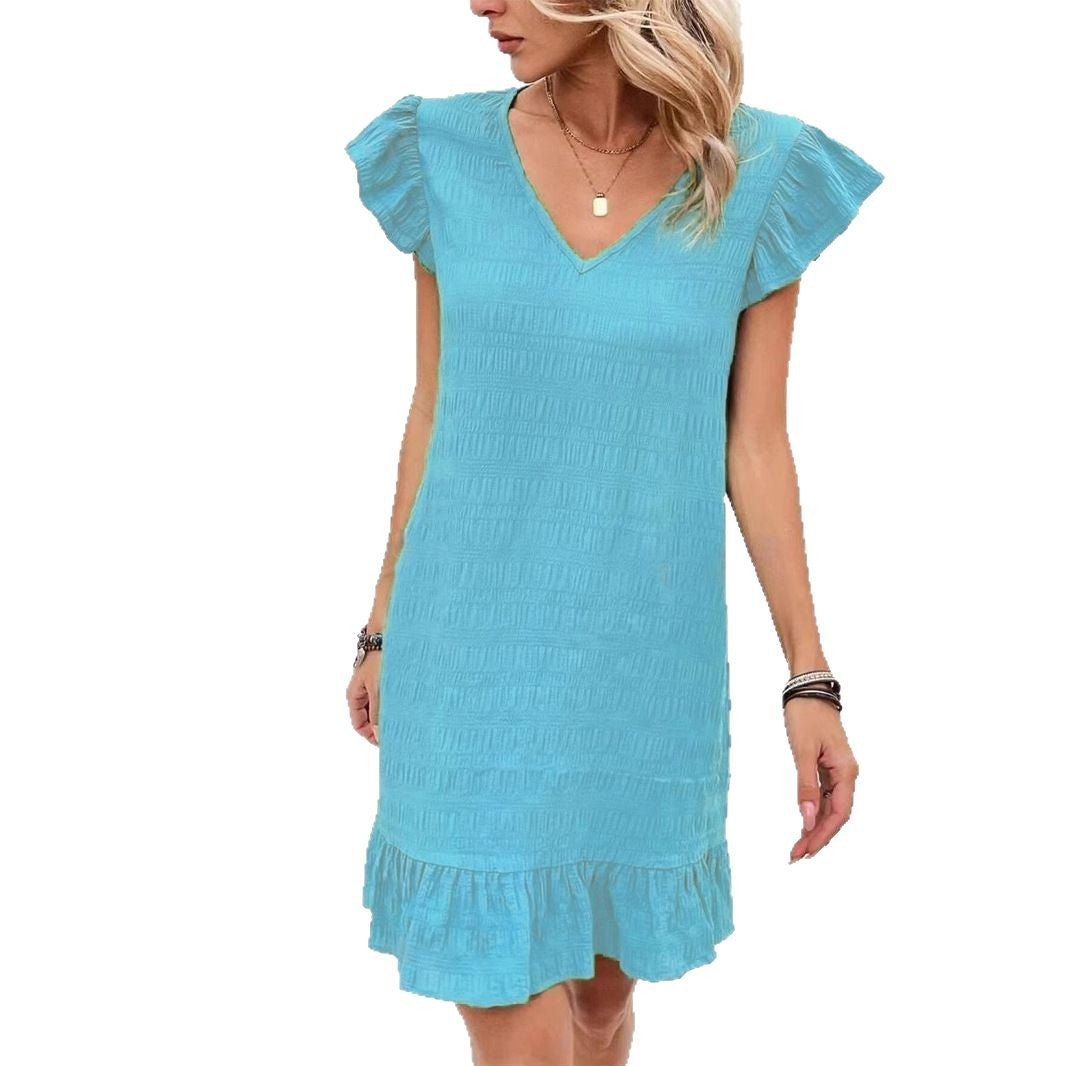 Cool Women's Cover Sleeve Pleated Elegant Dress
