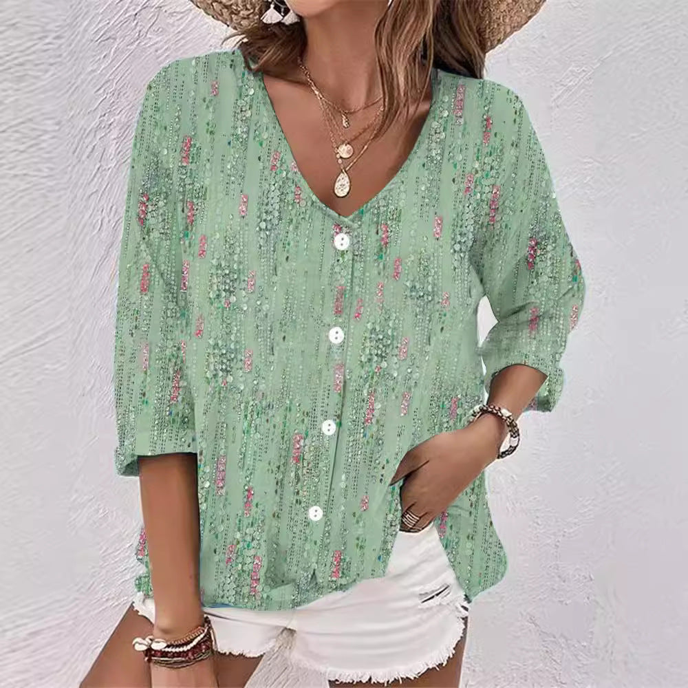 Women's Buttons Chiffon Printed Long Sleeve Cardigans