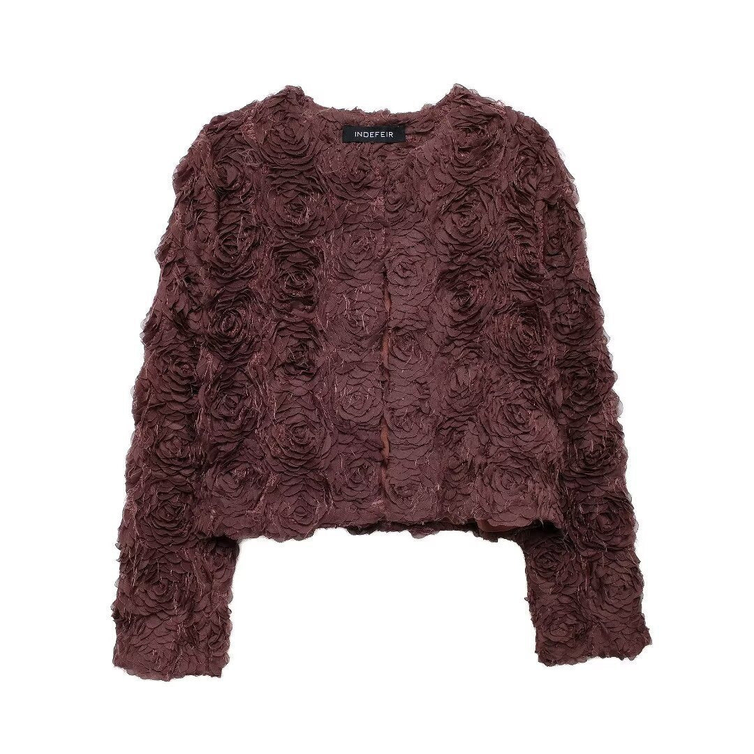 Women's Unique Classic Personalized Textured Floral Jackets