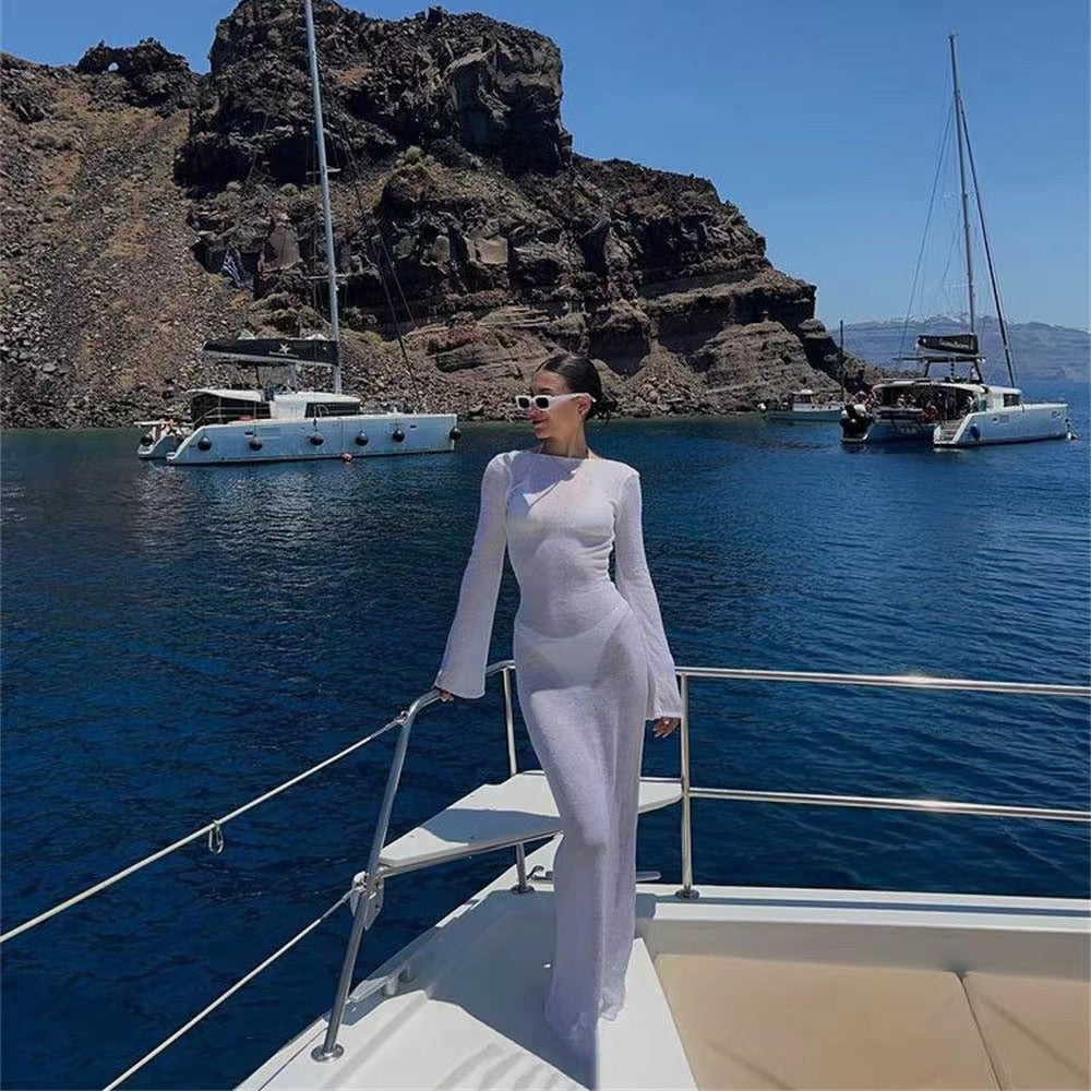 Round Neck Beach Sun Protection Long Dresses