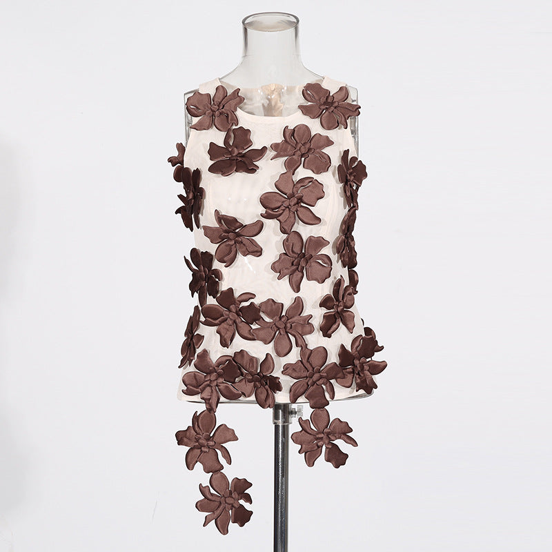 Women's Niche Sexy Three-dimensional Flower Collage Design Tops