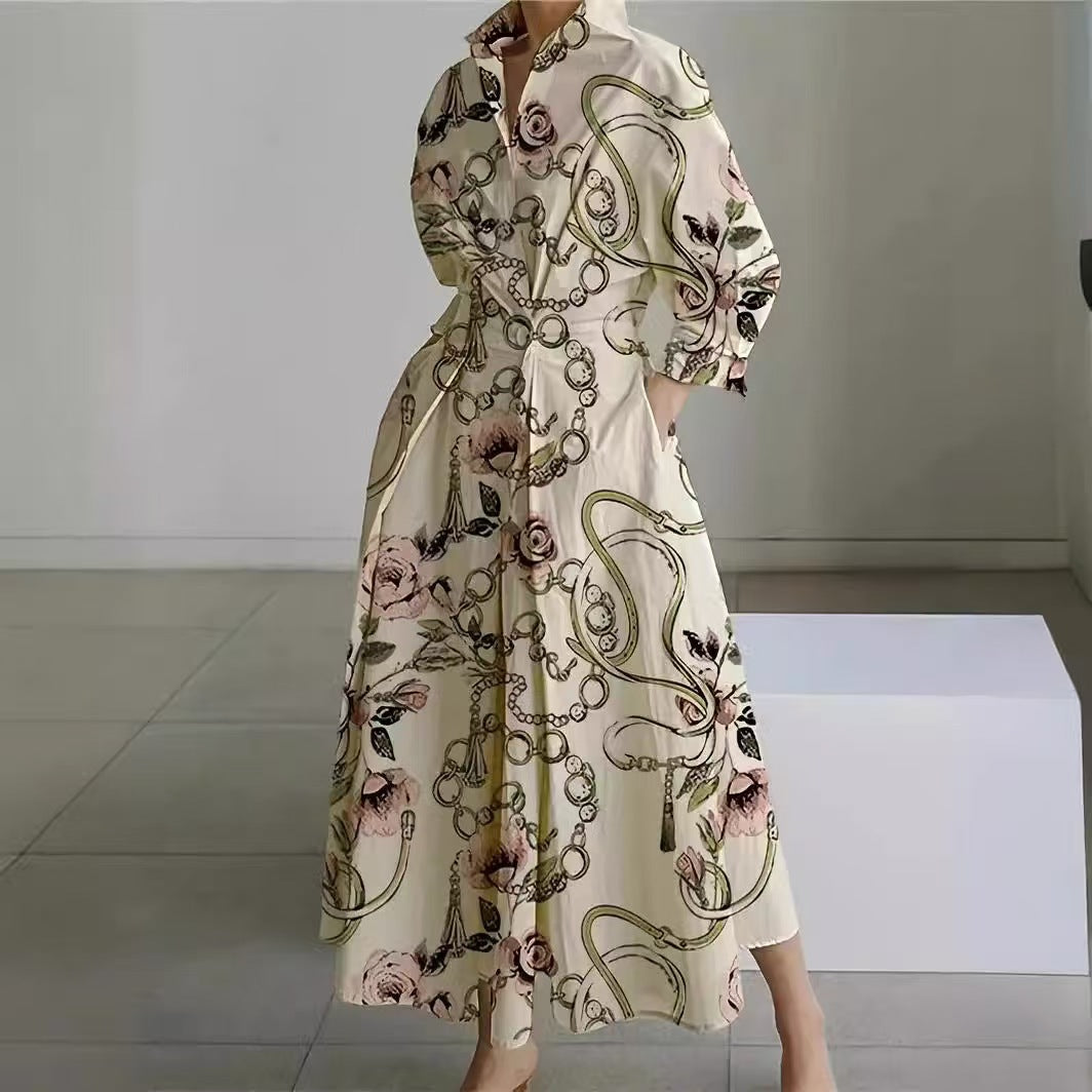 Commuting Fashion Collar Lining Sleeve Loose Dresses