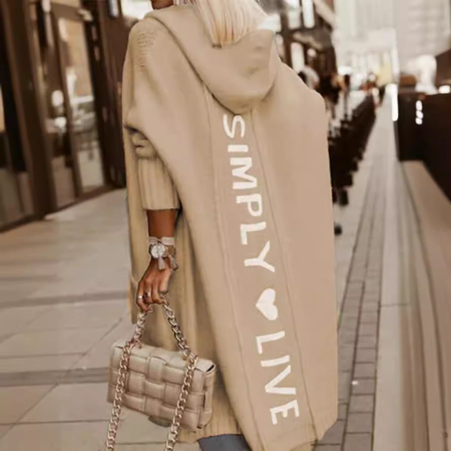 Unique Cool Hooded Loose Knitted Mid-length Jackets