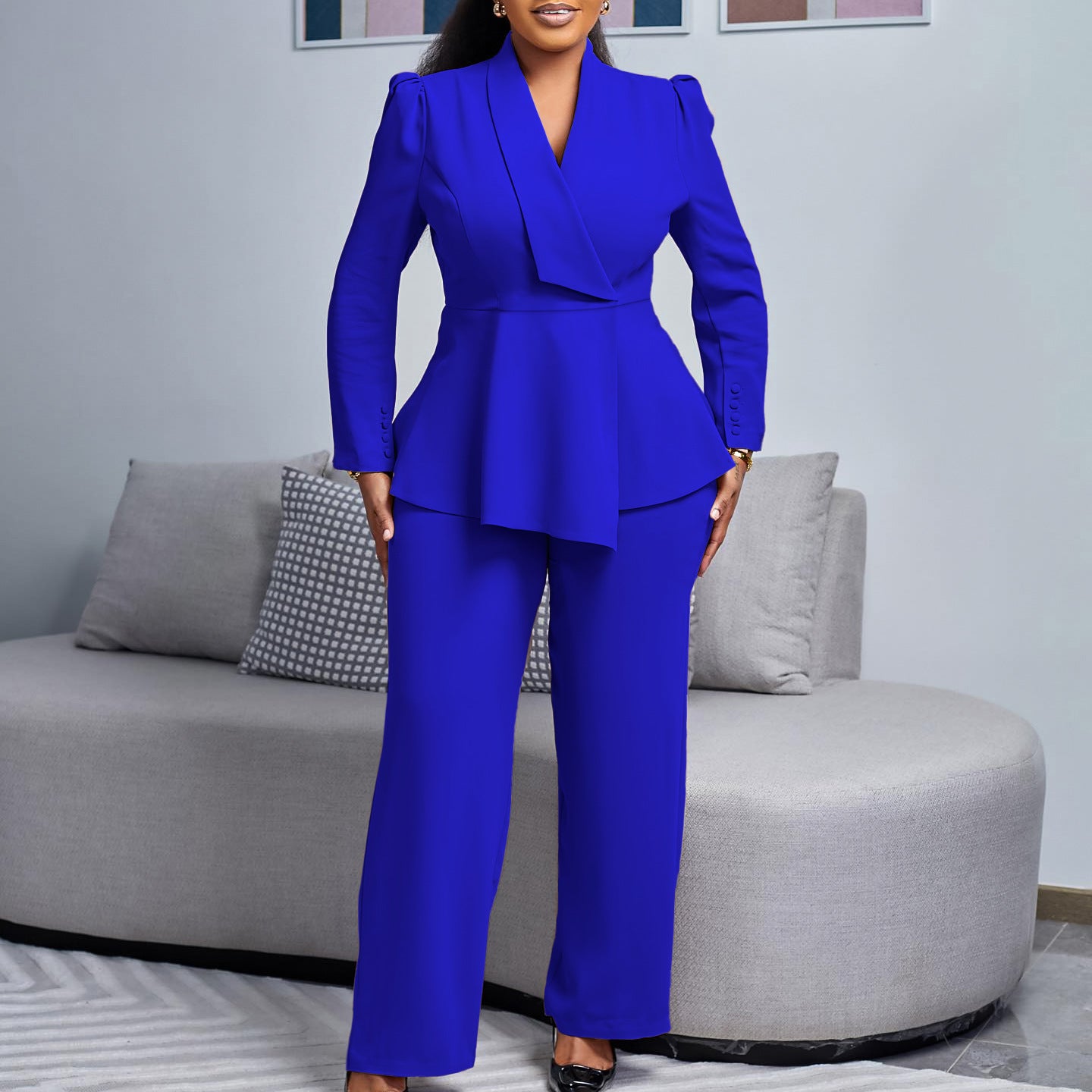 Women's Winter Fashion Elegant Ruffle Wide Leg Suits
