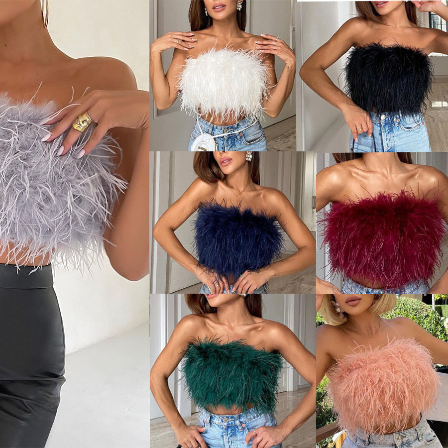 Clearance Fashion Fluffy Fur Tube Versatile Dress