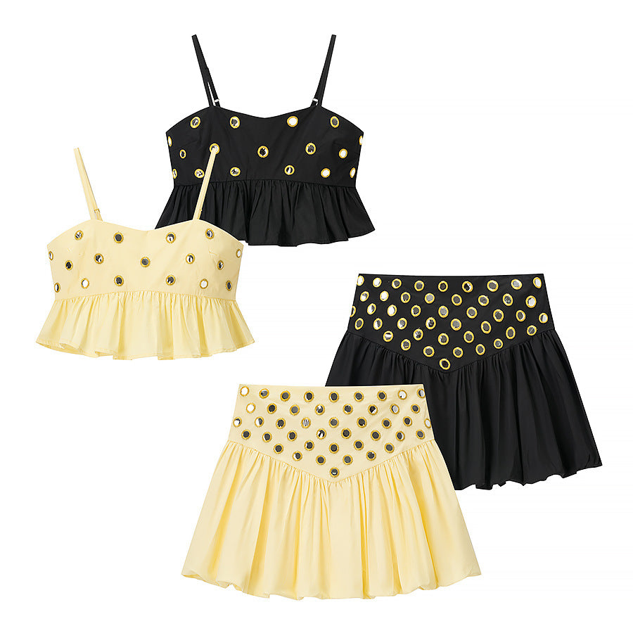 Women's New Pleated Hem Slip Dress Suits