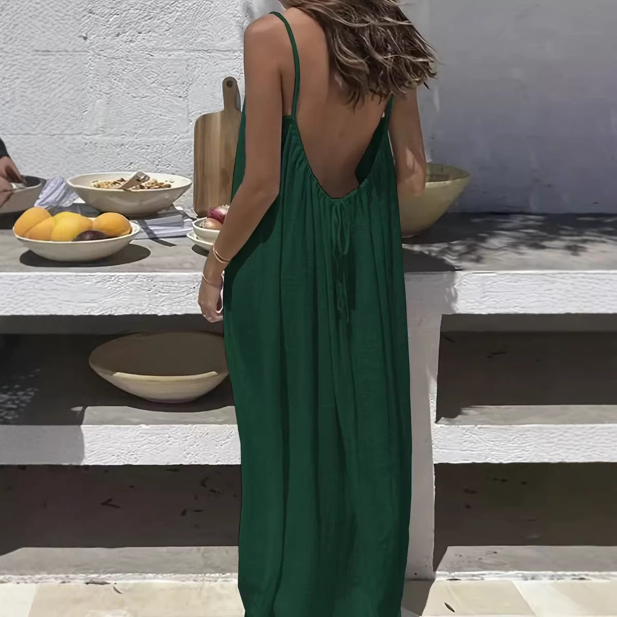 Pretty Casual Solid Color Halter Hem Dress