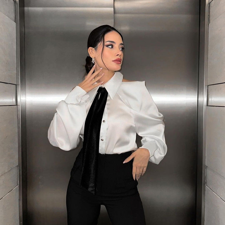 Women's High-grade Halter Temperament Commute Long Sleeve Blouses